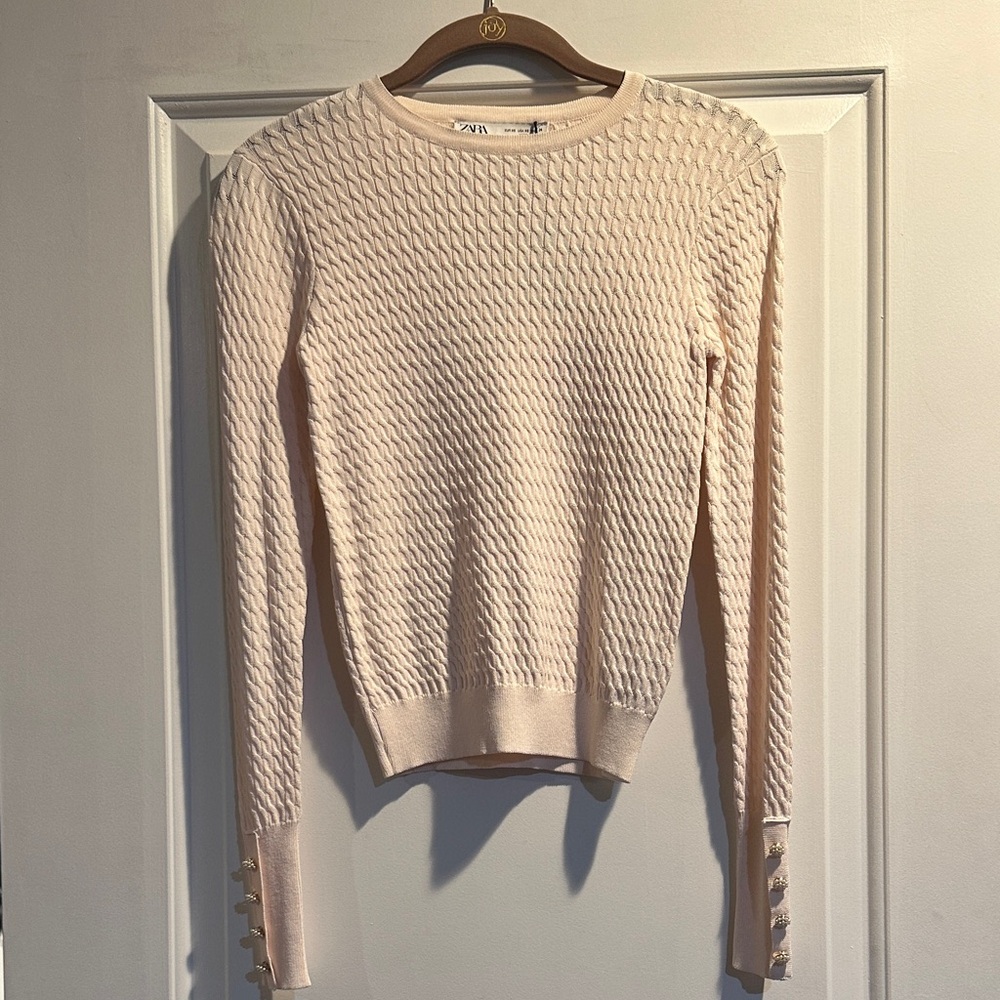 Zara Pink Textured Women's Sweater